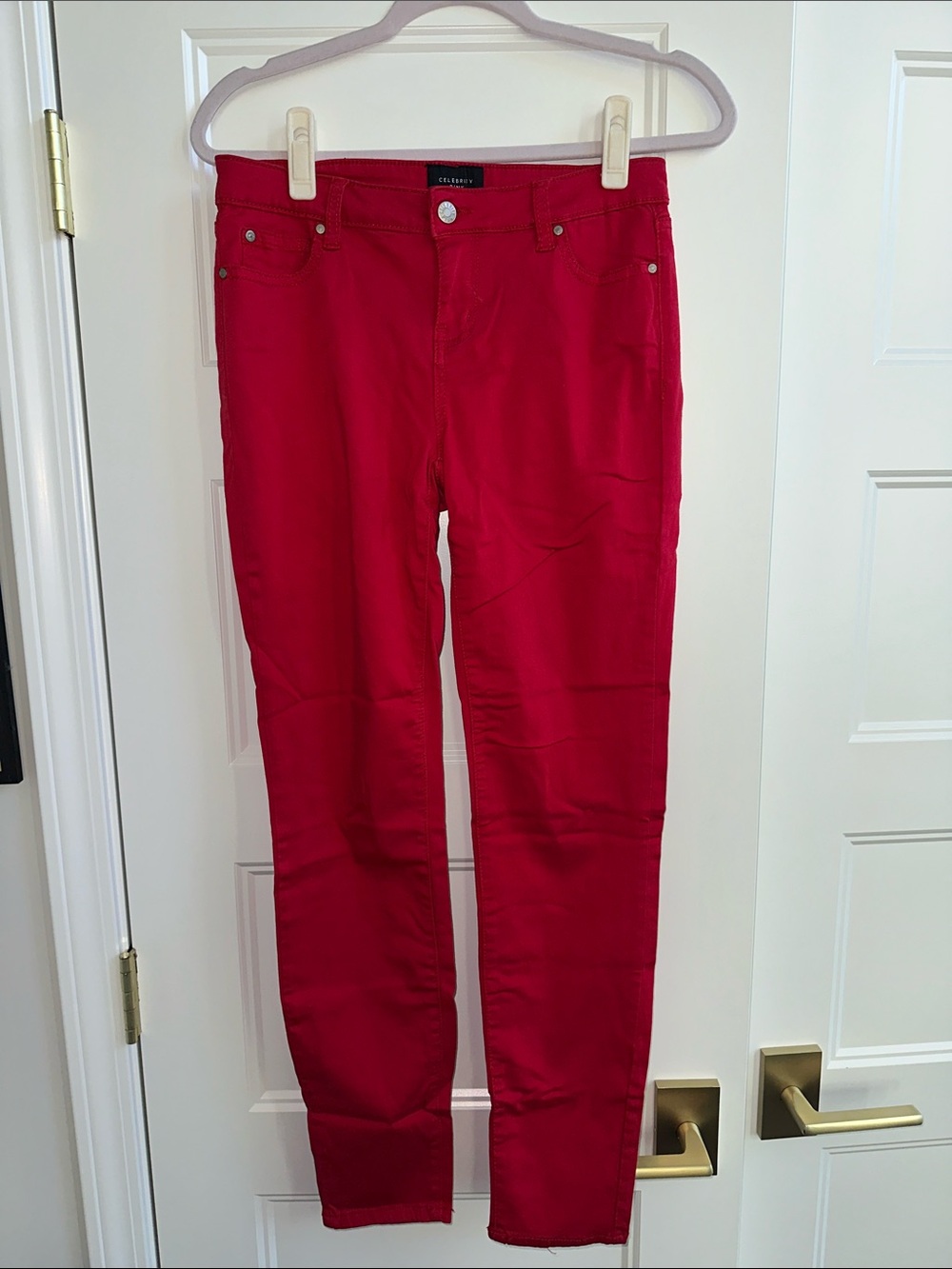 Celebrity Pink Skinny Jeans in Red